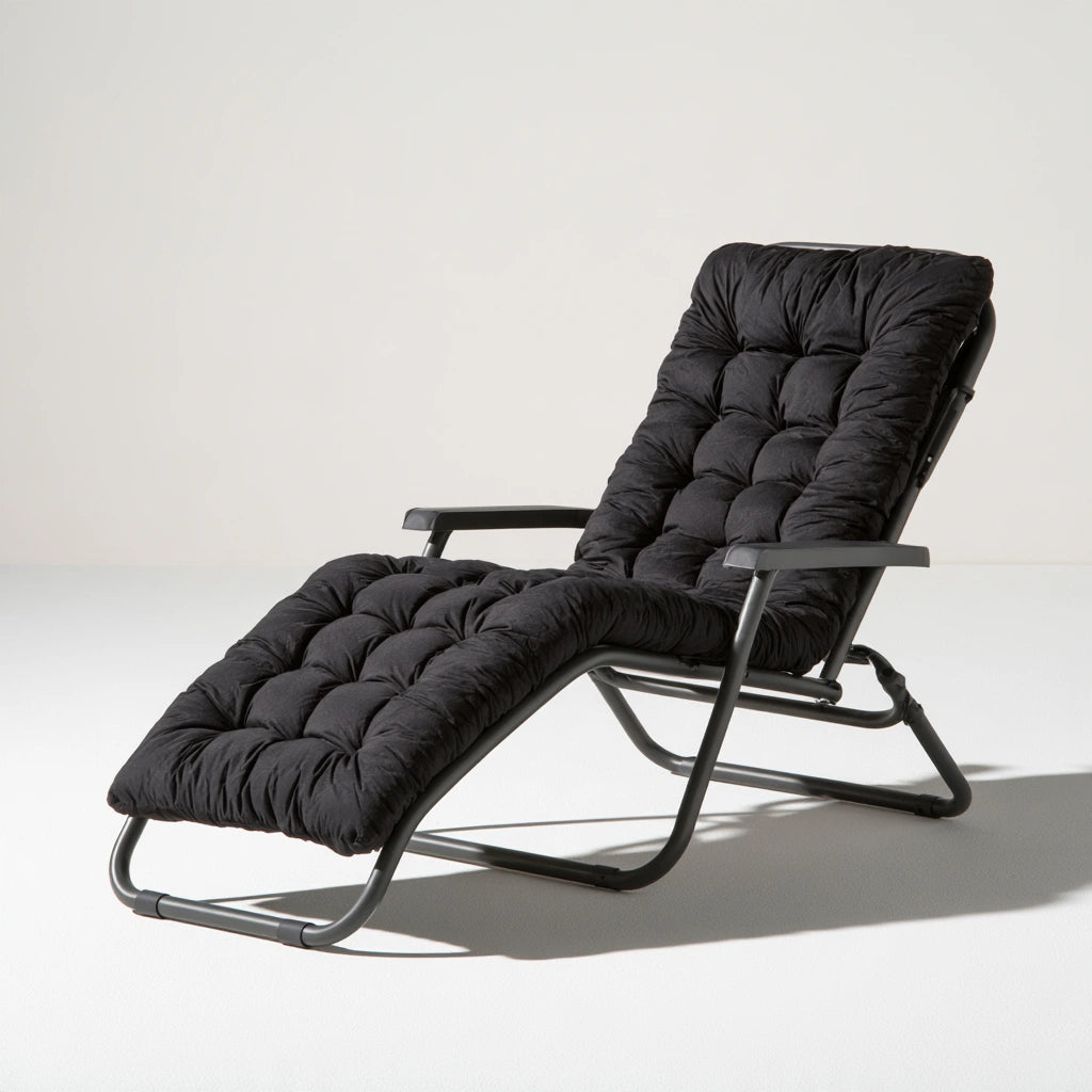 Poltrona relax pieghevole dalle linee essenziali, colore grigio