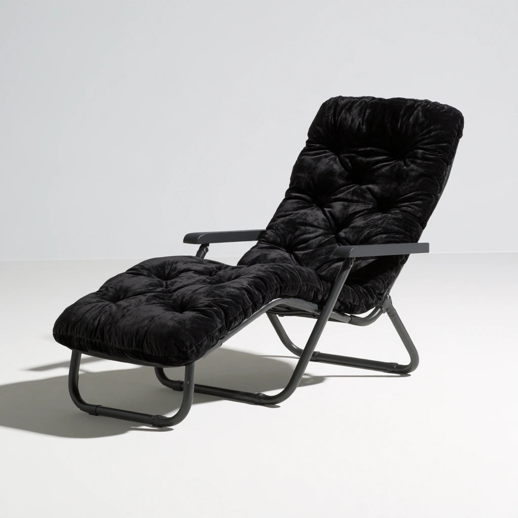 Poltrona relax pieghevole dalle linee essenziali, colore grigio