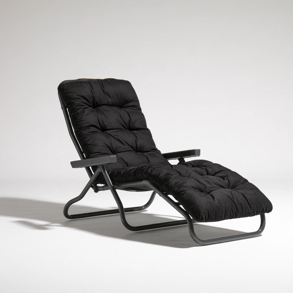 Poltrona relax pieghevole dalle linee essenziali, colore grigio