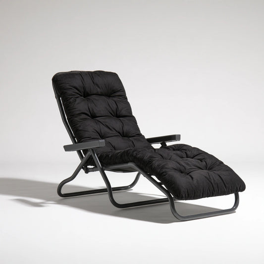 Poltrona relax pieghevole dalle linee essenziali, colore grigio