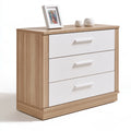 Cassettiera in legno finitura rovere con quattro cassetti, colore marrone chiaro